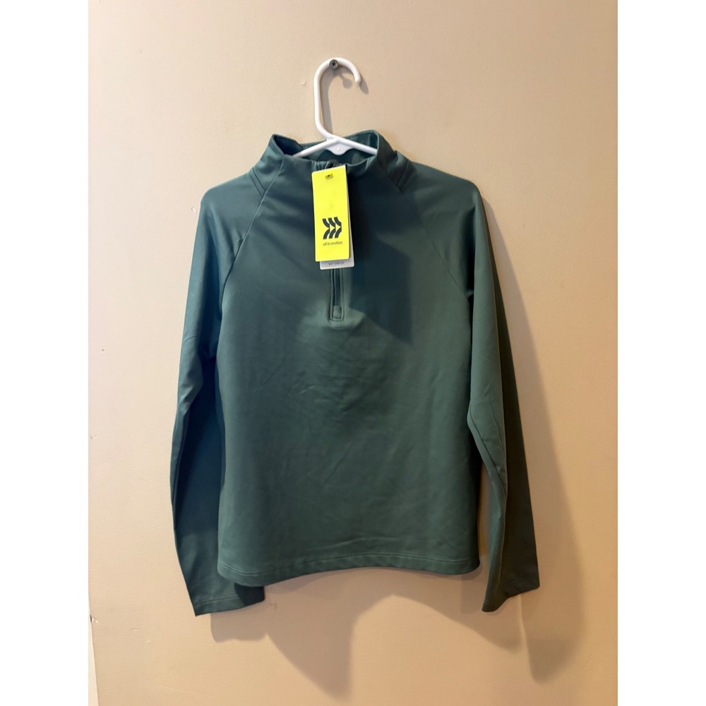 All in Motion Kids XS 4/5 Forest Green 1/4 Zip Pullover Long Sleeve Active Top